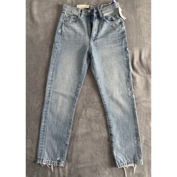 DL1961 Women's High Rise Lt Wash Cropped Straight Leg Jeans Frayed Hem Denim‎ 29 - Picture 1 of 13
